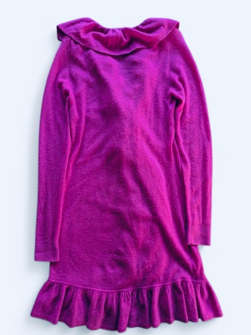 Cashmere Women’s Ruffle Front Long Sleeve Dress - Fuchsia - Picture 2 of 6
